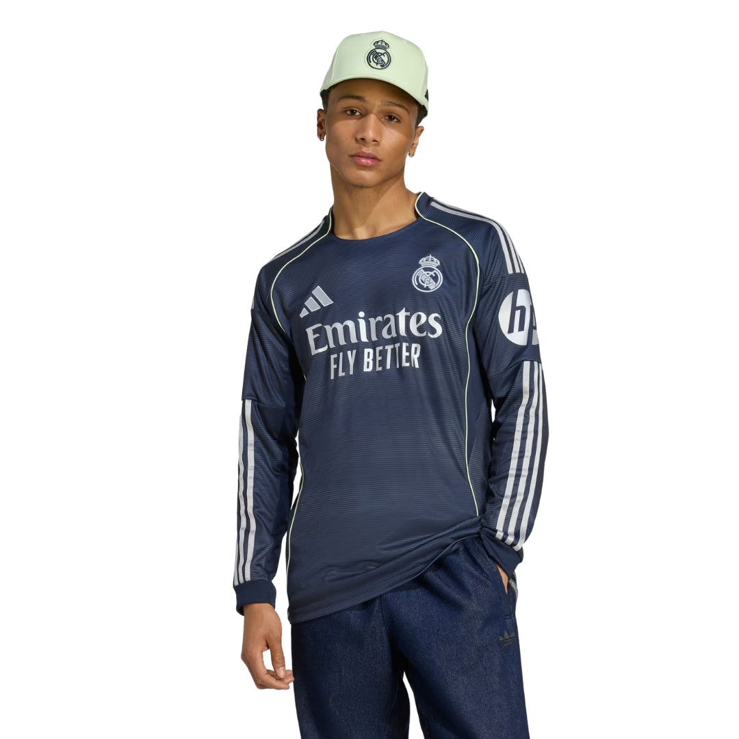adidas Real Madrid Endrick Long Sleeve Away Jersey w/ Champions League Patches 25/26 (Legend Ink)