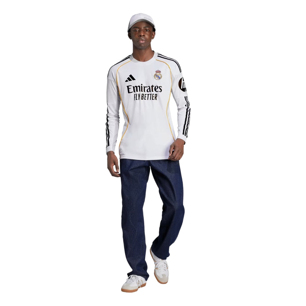 adidas Real Madrid Lucas V. Long Sleeve Home Jersey w/ Champions League Patches 25/26 (White)