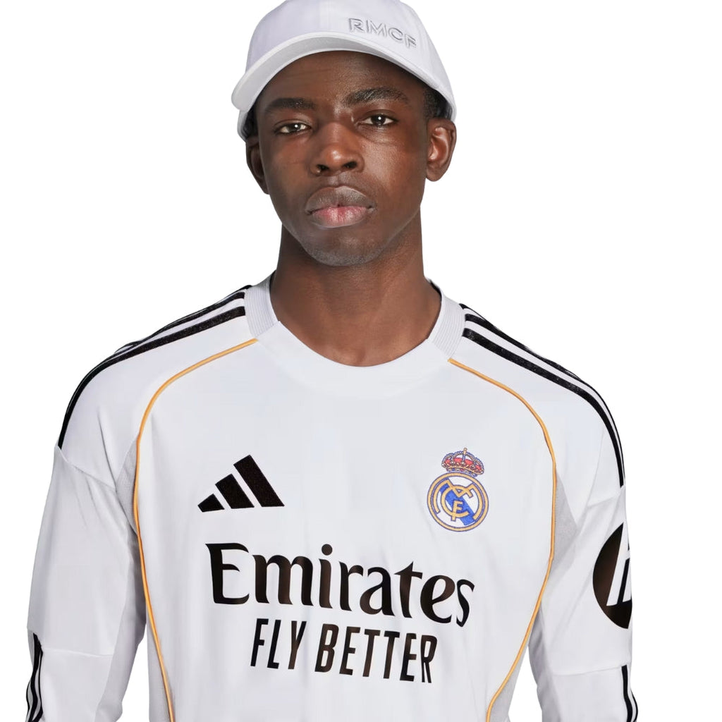 adidas Real Madrid Endrick Long Sleeve Home Jersey w/ Intercontinental + Champions League Patches 25/26 (White)