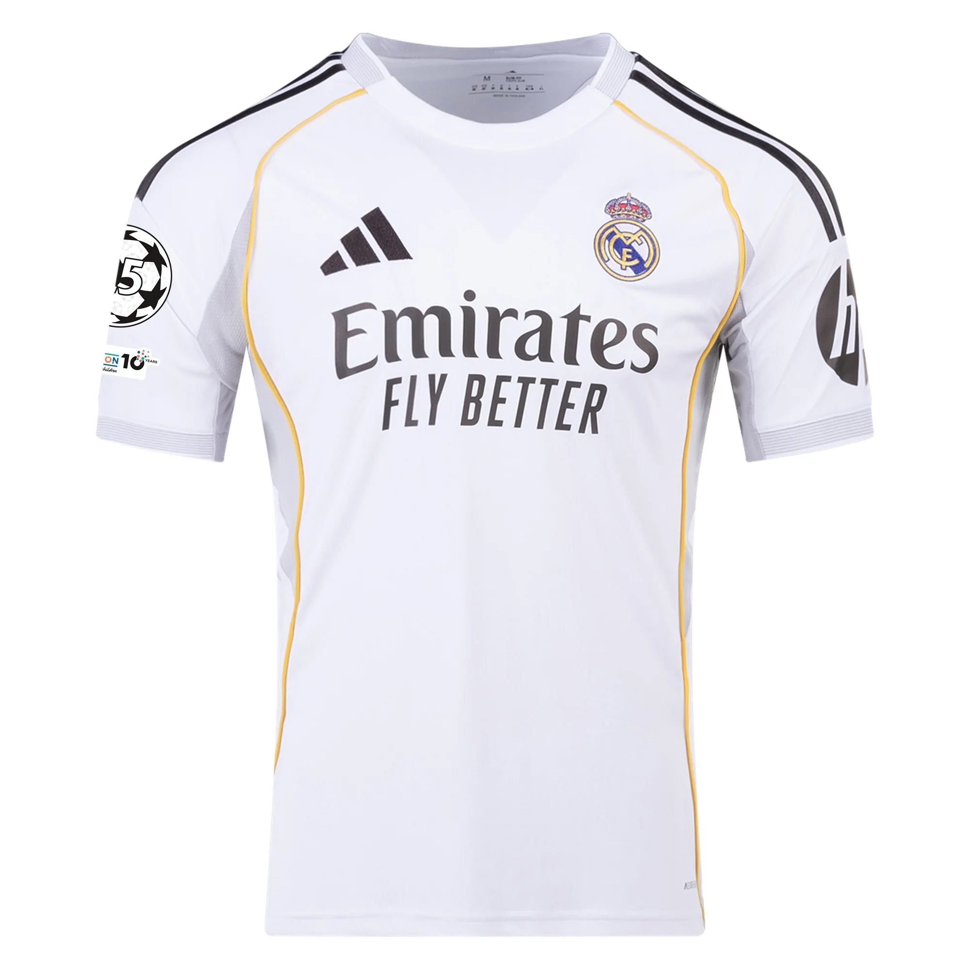 adidas Vini Junior Real Madrid 25/26 Home Jersey w/ Champions League Patches (White)