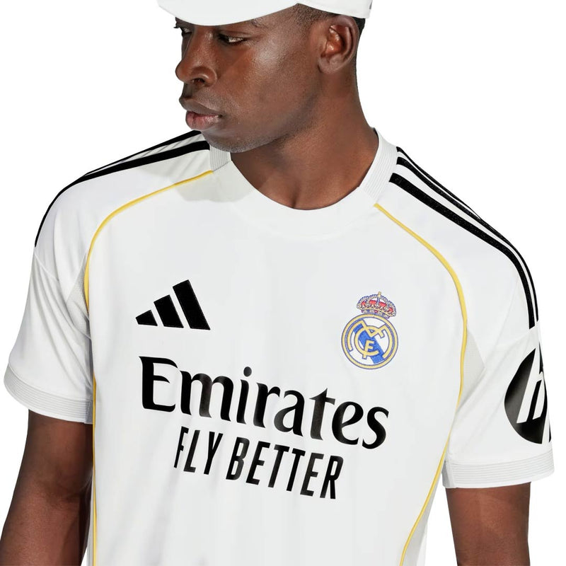 adidas Vini Junior Real Madrid 25/26 Home Jersey w/ Champions League Patches (White)