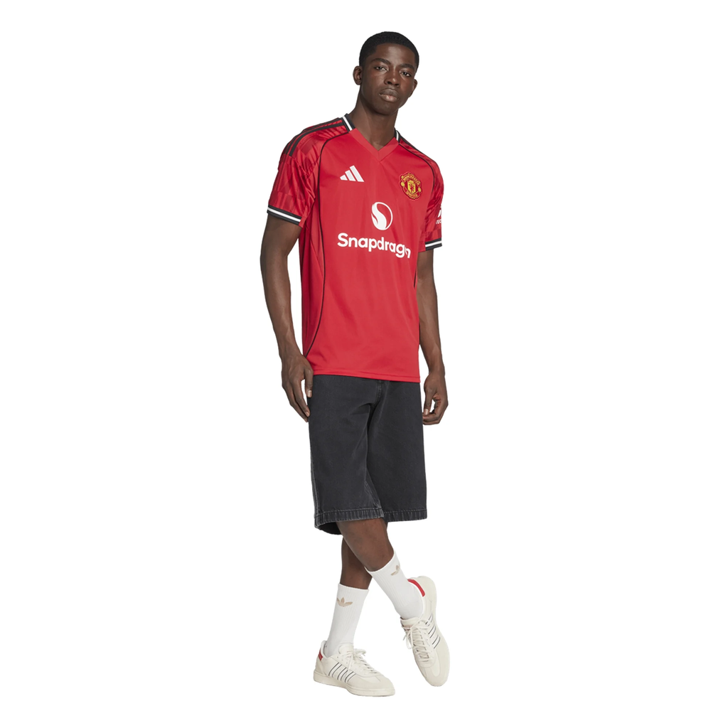 adidas Men's Manchester United Home Jersey 25/26 w/ EPL + NRFR Patches (Red)