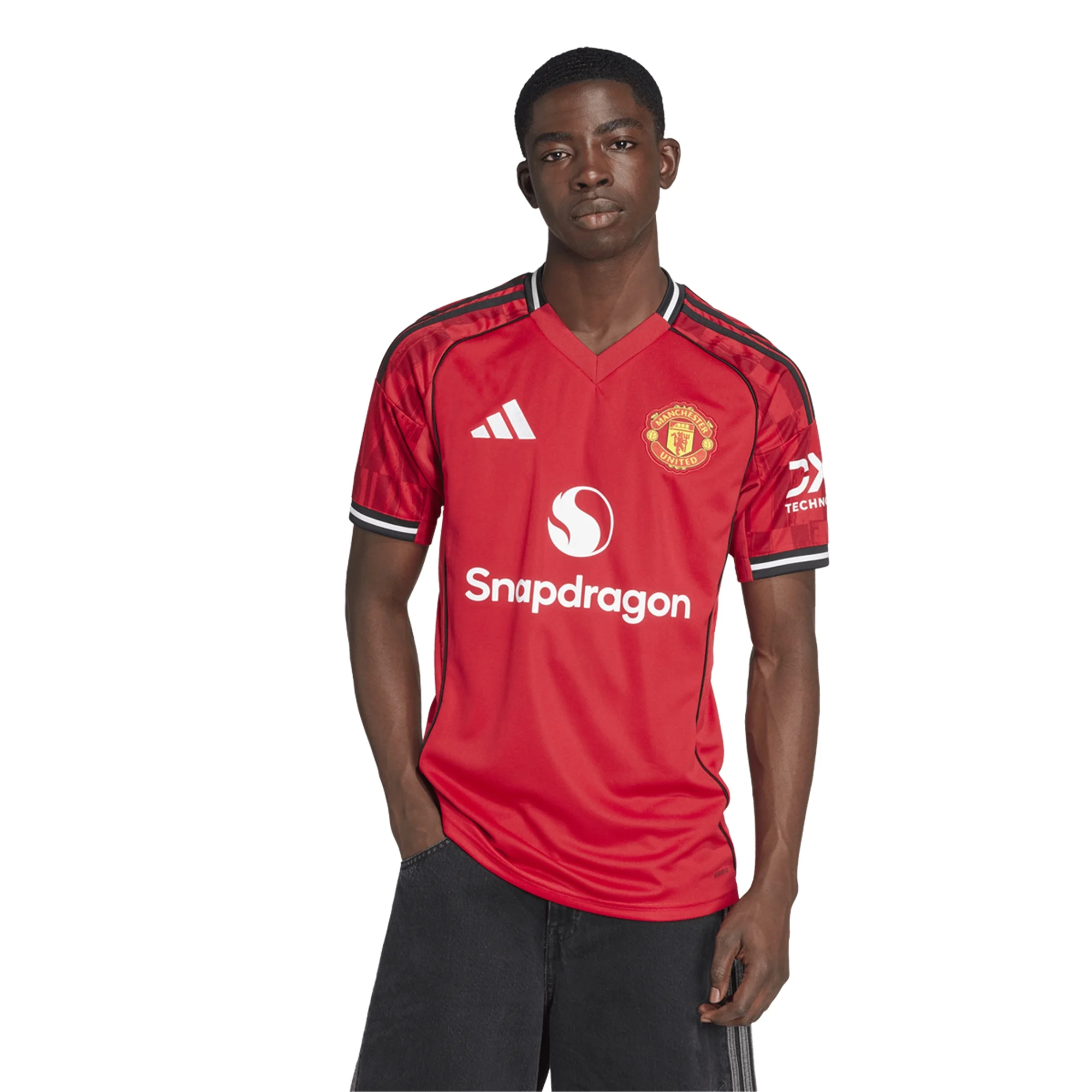 adidas Zirkzee Men's Manchester United Home Jersey 25/26 w/ EPL + NRFR Patches (Red)