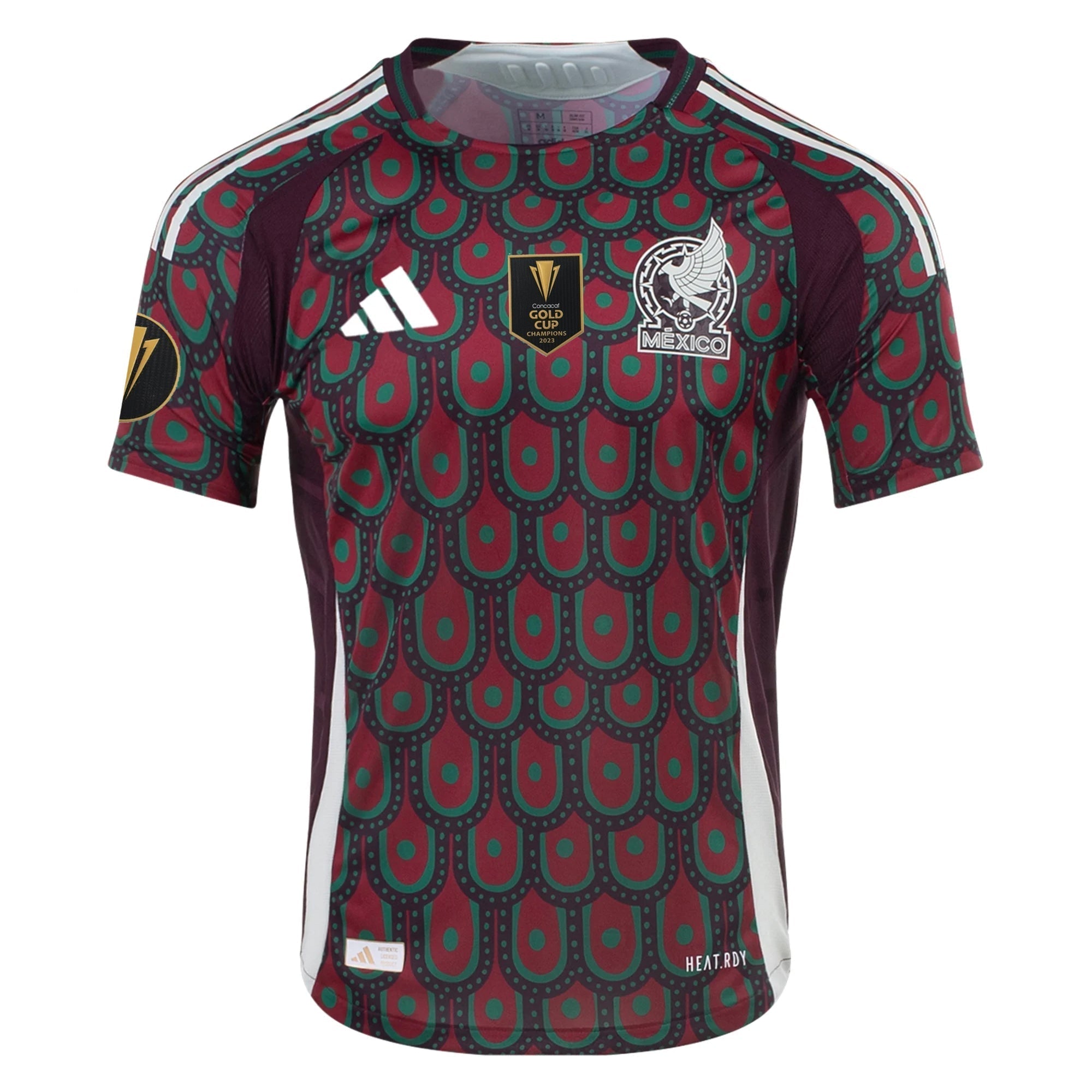 adidas Mexico Authentic Home Jersey 24/25 w/ Gold Cup 2025 Patches (Multicolor)