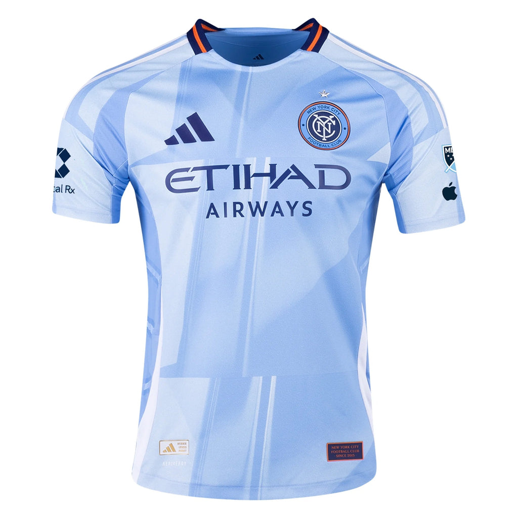 adidas Maximo Carrizo New York City FC Authentic Home Jersey 25/26 w/ MLS Patches (Bahia Light Blue)