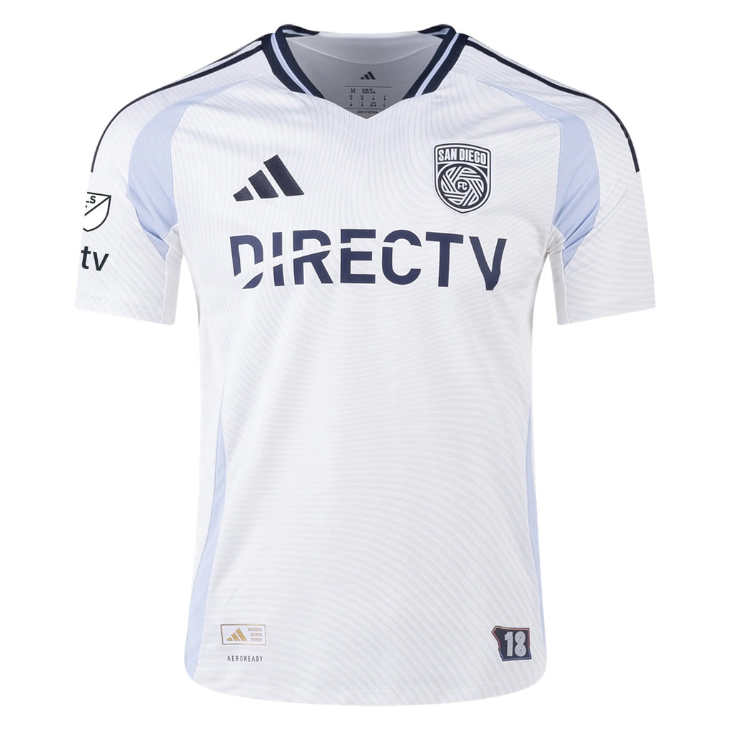 adidas San Diego FC Authentic Christopher McVey Away Jersey 25/26 w/ MLS & Apple Patch (White)