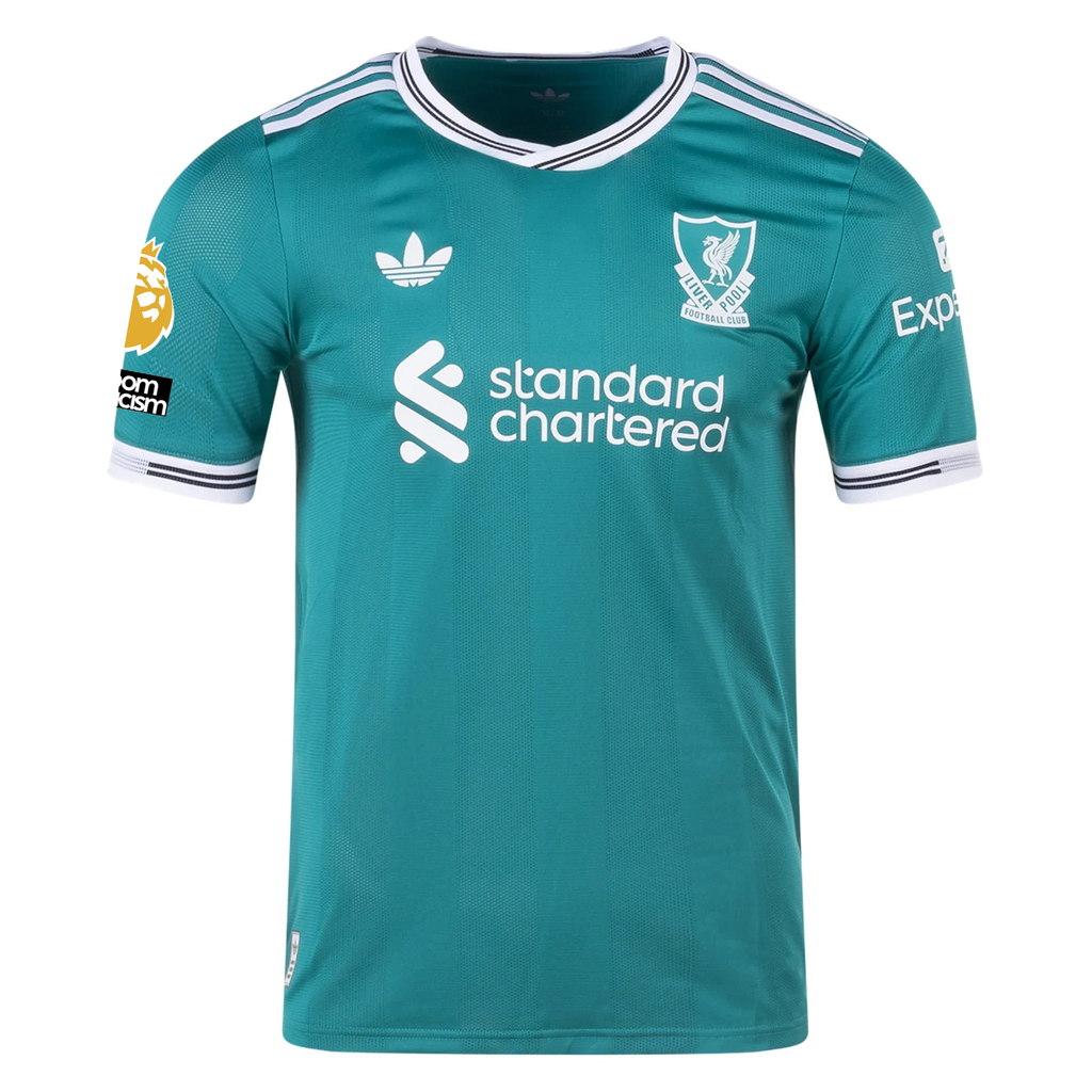adidas Liverpool FC Authentic Hugo Ekitike Third Jersey w/ EPL + No Room For Racism Patches 25/26 (Sea Green)