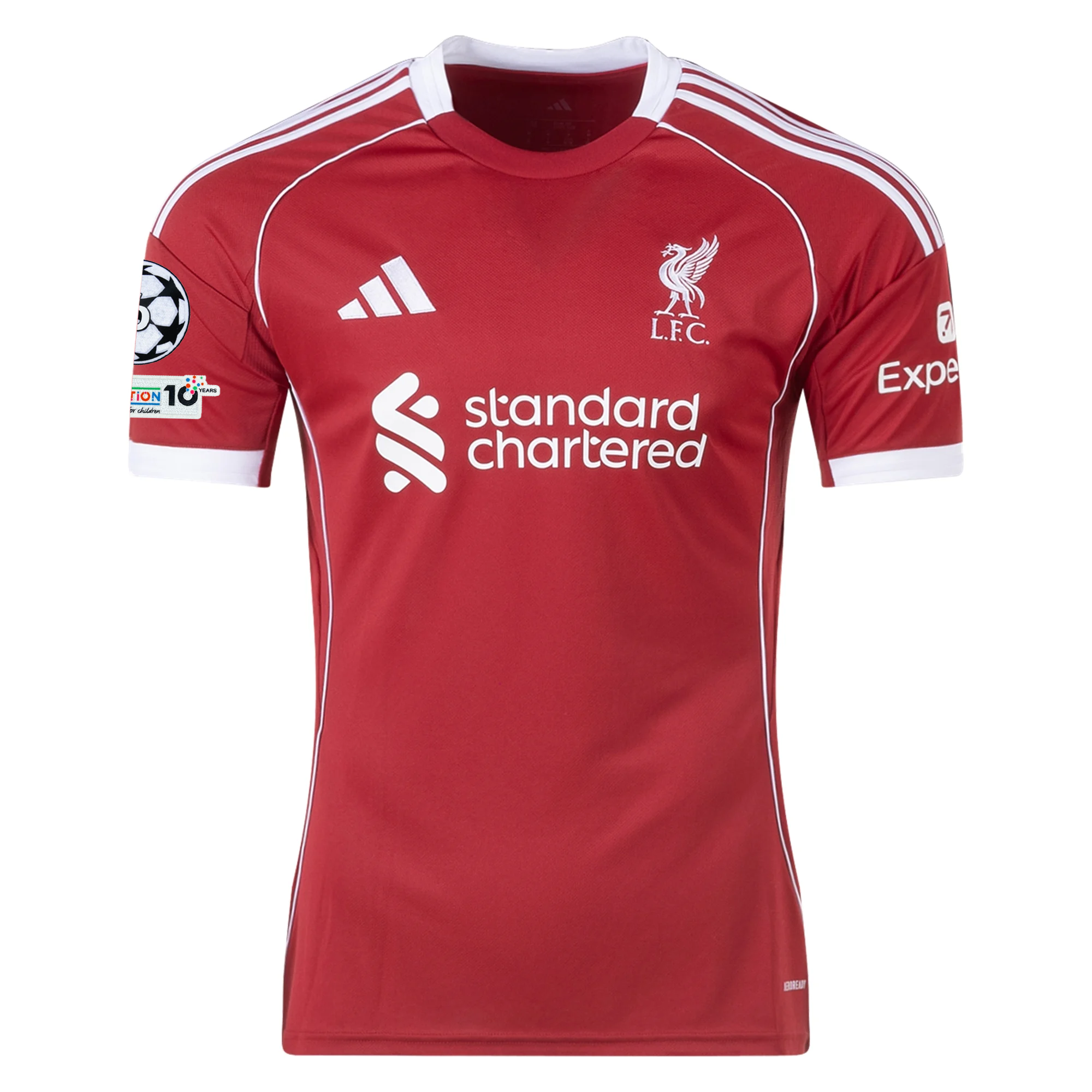 adidas Men's Liverpool Endo Home Jersey 25/26 w/ Champions League Patches (Strawberry Red)
