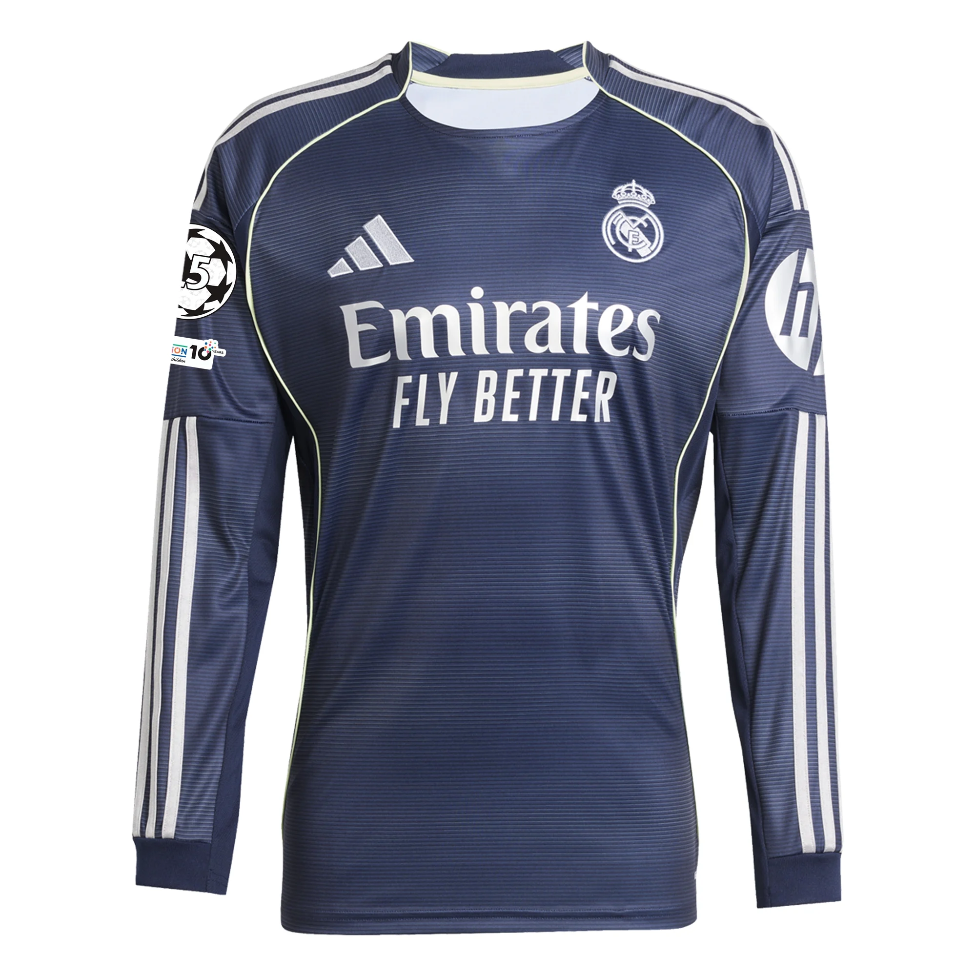 adidas Real Madrid Lucas V. Long Sleeve Away Jersey w/ Champions League Patches 25/26 (Legend Ink)