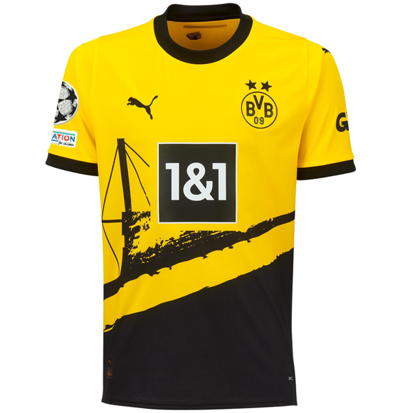 Puma Borussia Dortmund Mateu Morey Bauza Home Jersey w/ Champions League Patches 23/24 (Cyber Yellow/Puma Black)
