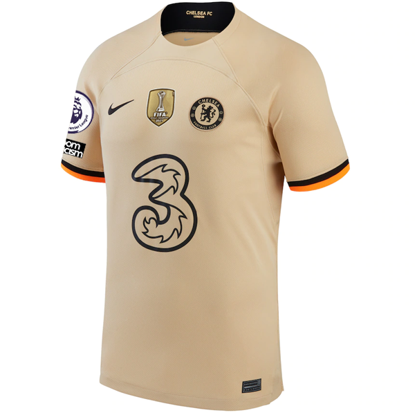 Nike Chelsea Kai Havertz Third Jersey w/ EPL + No Room For Racism + Club World Cup Patches 22/23 (Sesame/Black)