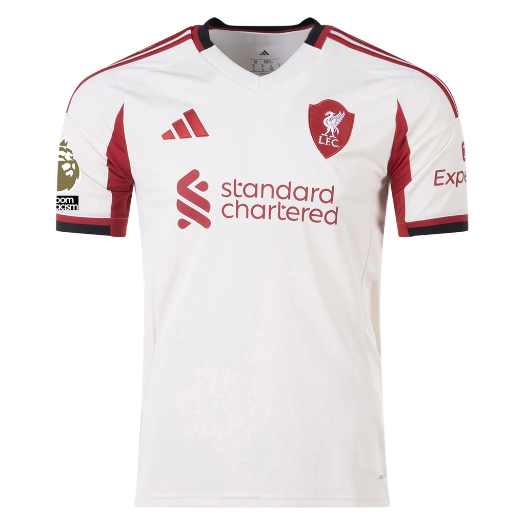 adidas Men's Liverpool Florian Wirtz Away Jersey w/ EPL Champions Patch 25/26 (Wonder White)
