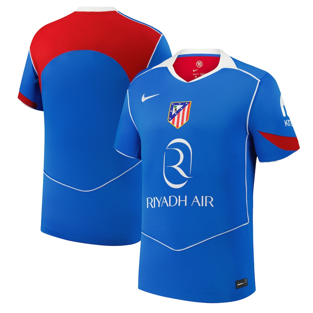 Nike Men's Atletico Madrid Dávid Hancko T90 Third Jersey La Liga Patch 25/26 (Photo Blue/Sport Red)