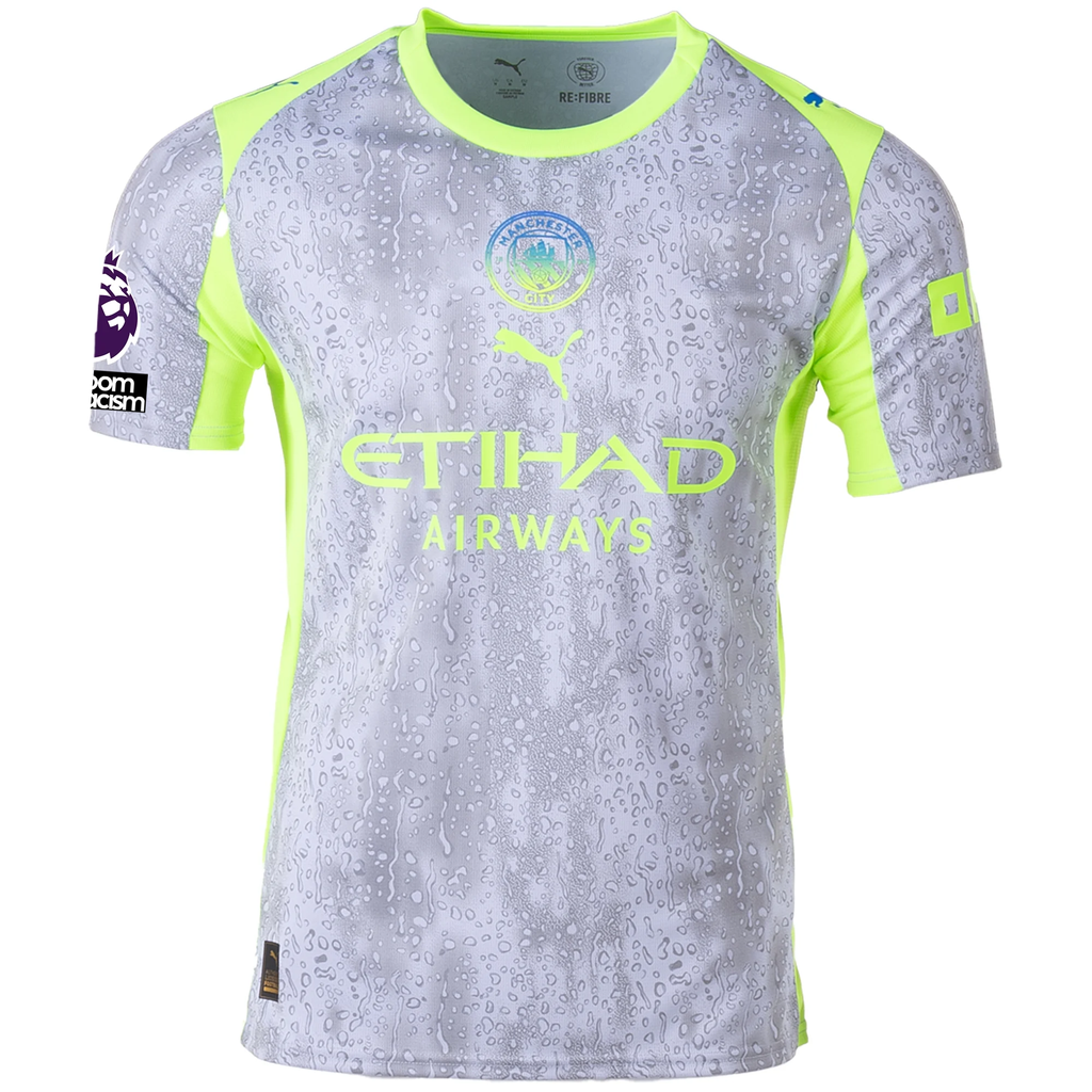 Puma Men's Manchester City Bernardo Third Jersey w/ EPL + No Room For Racism Patches 25/26 (Cool Weather/Pro Green)