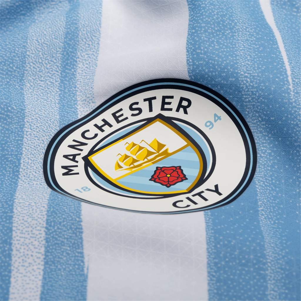 Puma Manchester City Authentic Marmoush Home Jersey w/ EPL + No Room For Racism Patches 25/26 (Team Light Blue/White)