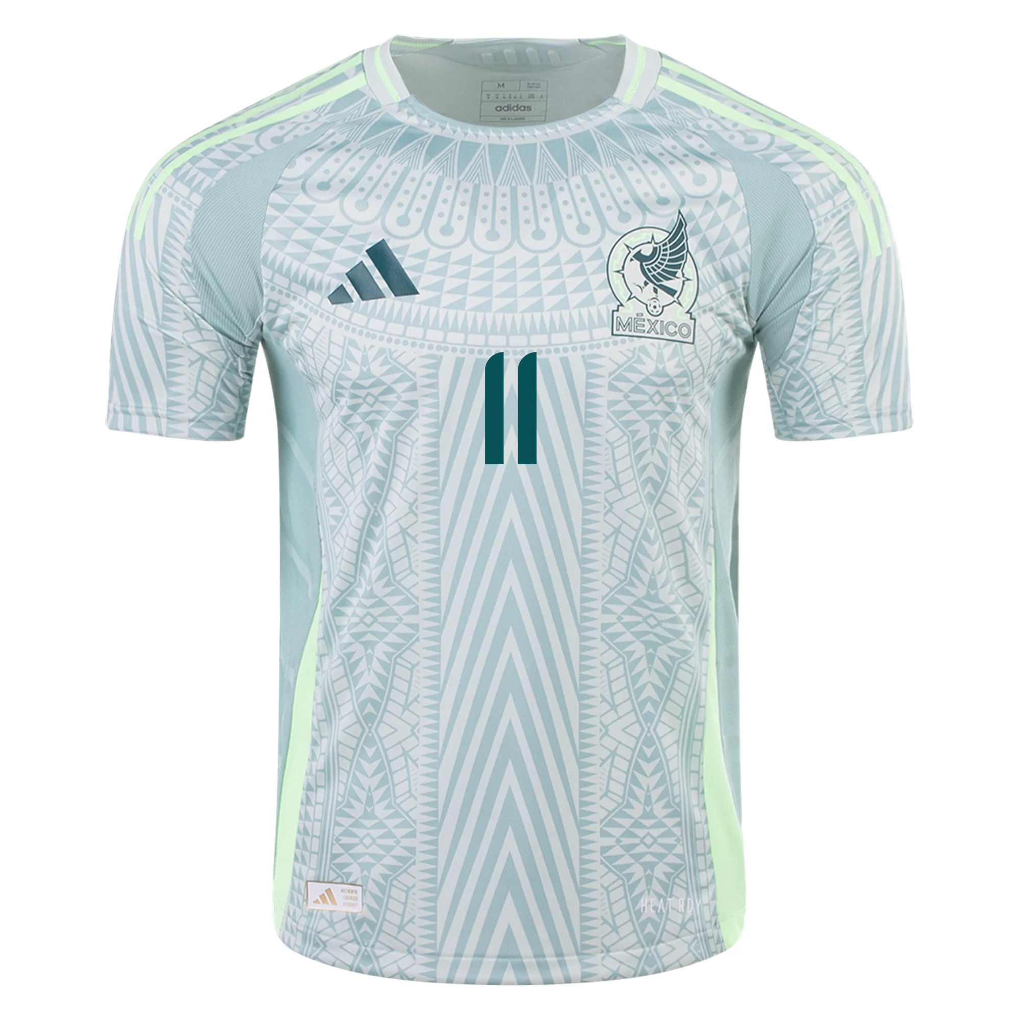 adidas Mens Mexico Authentic Santiago Giménez Away Jersey 24/25 (Linen Green)